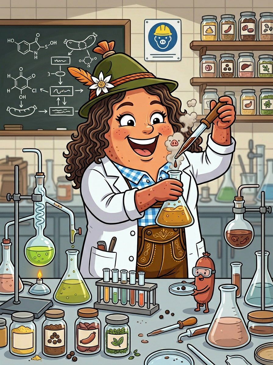 Susan illustrated as a chemist or scientist in a laboratory.